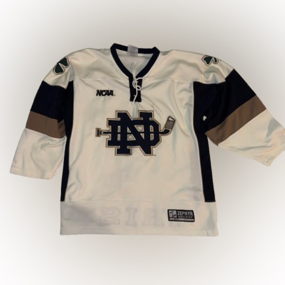Notre Dame Fighting Irish White Hockey Jersey sz56 Zephyr Hockey